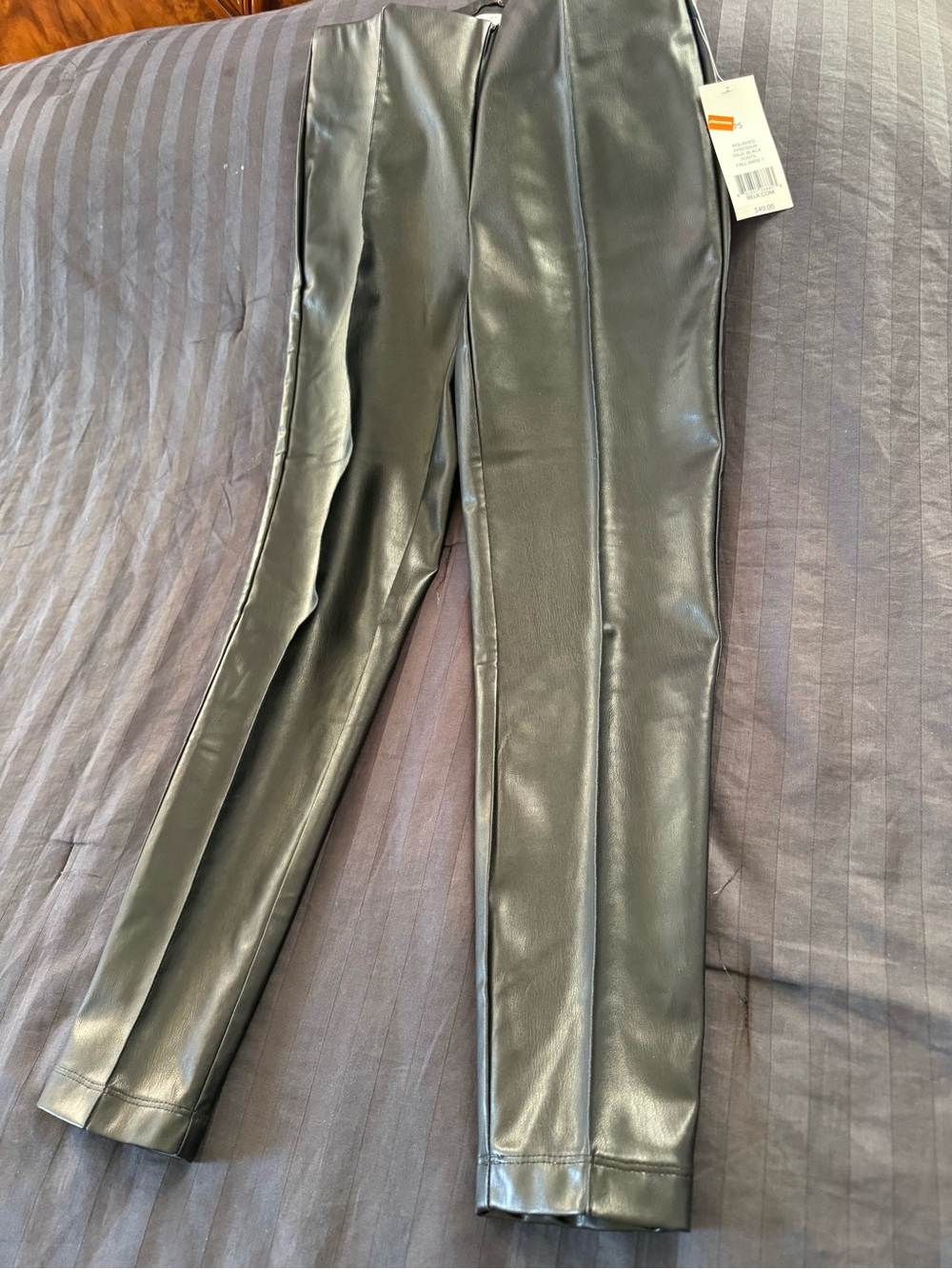 new directions Black Faux Leather Leggings with Elastic Waistband